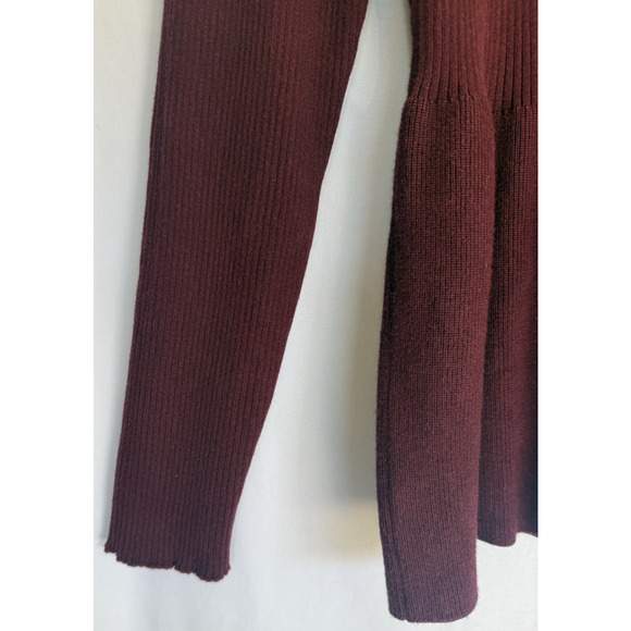 Belldini Womens Pearl Ribbed Knit Sweater Size XL Maroon Peplum Hem Holiday Part - Picture 6 of 11